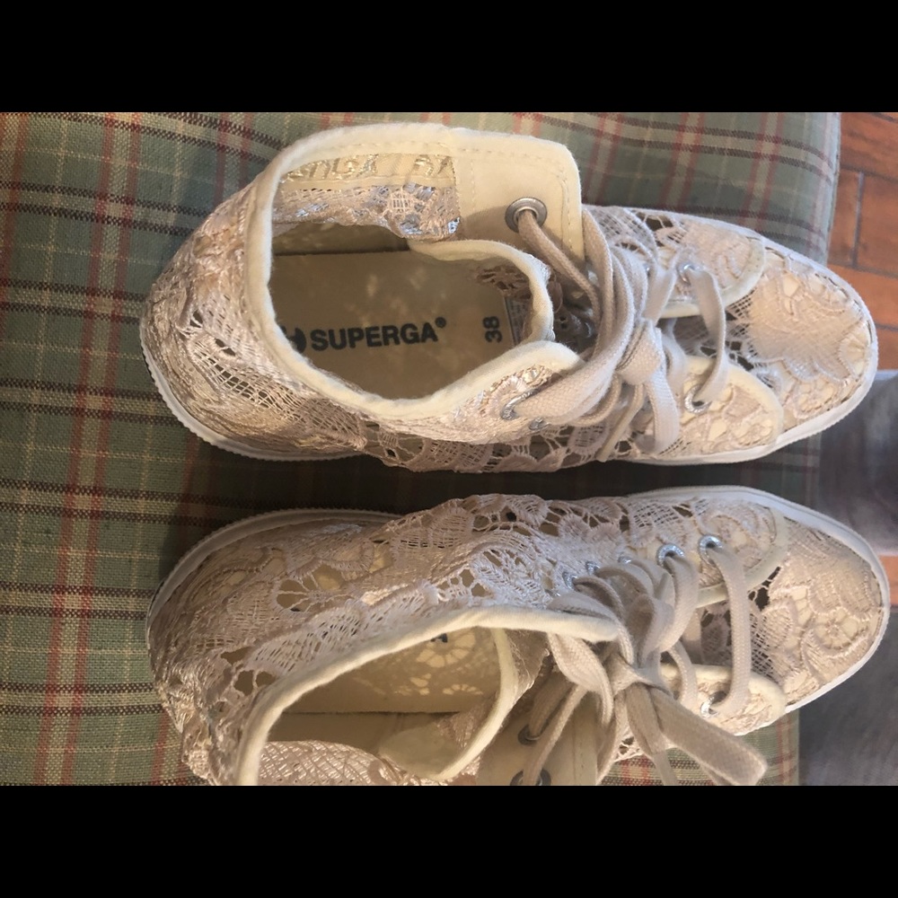 Superga ivory lace high tops - Picture 4 of 6